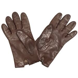 Vintage Aris Brown Leather Driving Gloves Cashmere Lined Size 7 NWOT